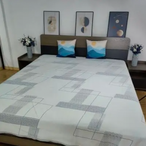 Këllëf jastëku prej pëlhure të thurur gjeometrik me dyshek 1